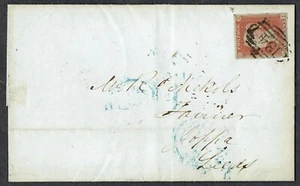 1841 1d Red-Brown Pl 134 MI 4m 134 Bristol-Leeds Joppa Tannery Very Fine Used - Picture 1 of 2