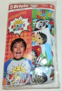 New Boys size 4 Ryan's World Briefs 5 Pack 100% Combed Cotton - Picture 1 of 2