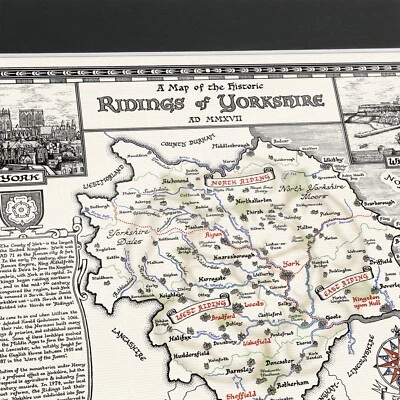 Map of Yorkshire [with mount] - Fine Art by Manuscript Maps - Image 1 of 4