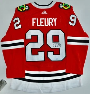 AUTO FANATICS MARC ANDRE FLEURY CHICAGO BLACK HAWKS ADIDAS PRO JERSEY - Picture 1 of 2