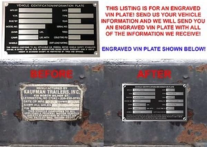 CUSTOM ENGRAVED Aluminum Trailer ID Tag Vin Plate Serial GVWR Medical New USA - Picture 1 of 12