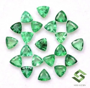 3.75 mm To 4x4 mm Natural Emerald Trillion Cut Lot 26 Pcs 4.76 CTS Loose Gems - Picture 1 of 6