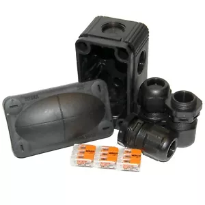 Wiska 206 Small Weatherproof Outdoor Combi Box Black c/w Wago + Glands - S206 - Picture 1 of 5
