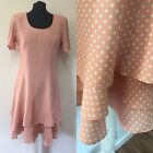 Vintage Dress Size 10 White Spot Peachy Pink Polka Dot Tiered Frills *see Flaw