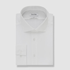 Calvin Klein White 15.5 X 32/33 Slim Fit Men Dress Shirt Performance B13