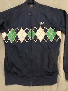 Mens Adidas Original Track Jacket Argyle Green White Navy Superstar S/M