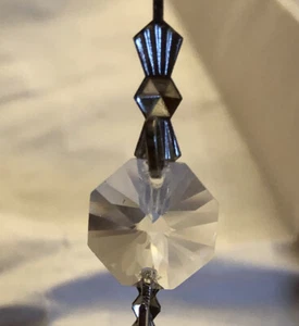 14~14mm Faceted Octagon Chandelier Crystal Prism Strand w/Chrome Bowtie Pins - Picture 1 of 8