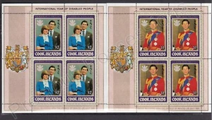 1981 Royal Wedding Charles & Diana MNH Large Stamp Sheets Cook Islands Surch - Picture 1 of 1