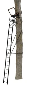 20' Black Steel 1 Person Hunting Ladder Treestand 2 Way Adjustable Shooting Rail - Picture 1 of 9