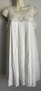 New Purple Snow Women’s White Boho Embroidered Lace Crochet LaceTank Sun Dress S - Picture 1 of 9
