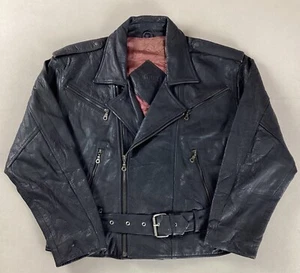 Vintage Hallhuber Leather Biker Jacket Motorcycle Jacket Size S - see size note - Picture 1 of 22