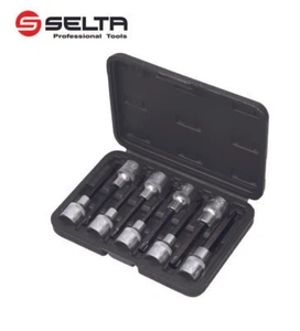 Selta Taiwan 9pc 1/2” Dr Cr-Mo 100mmL Deep Tamperproof Torx Star Socket Bits - Picture 1 of 5