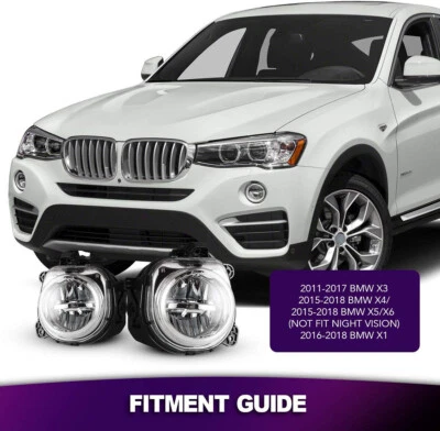 LED Fog Lights For 2011-2017 BMW X3 / 2016-2018 X1 X4 X5 X6 Front Driving Lamps Foto 1 de 4