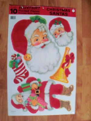 10 piezas Recortes de Navidad de Papá Noel Decoraciones de Pared Troquelados Flocados De Colección Eureka Nuevo en Paquete Foto 1 de 2