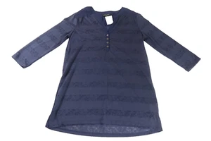Jeanswest Basic T-Shirt Womens Small S Blue Collarless Button Polyester Pullover - Picture 1 of 14