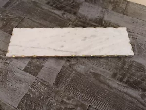 MUD PIE Marble Charcuterie Board White w Gold Rim - Picture 1 of 5