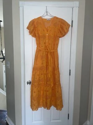 VESTIDO MIDI PEARL BY LELA ROSA NARANJA OJALES TALLA GRANDE Foto 1 de 4