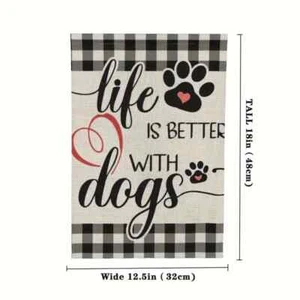 Life is better with dogs double sided garden flag, 12 x 18 patio, outdoor decor - Picture 1 of 4