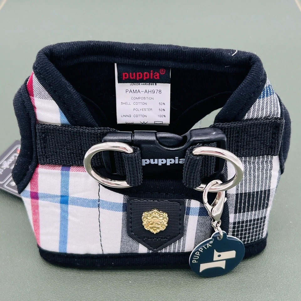 Chaleco a Cuadros Puppia Junior Arnés para Perros Talla X-Pequeño Preppy Suave con Etiqueta Inteligente Foto 1 de 4