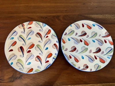 2 platos de postre Anthropologie Tivoli 8 pulgadas retirados 3 pinceladas florales Foto 1 de 4