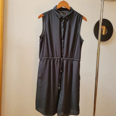 Vestido Camisa Mossimo Negro Oscuro Oculto Con Botones Sin Mangas Grande Ligero Flujo Foto 1 de 4