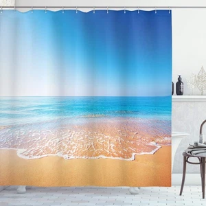 Ocean Shower Curtain, Beach and Tropical Sea Scenery with Endless Sky Summer ... - Picture 1 of 4