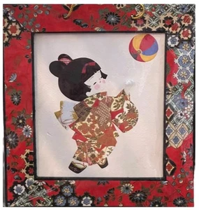 Impresión en madera japonesa niña con bola arte en color mate Syobido Chi Kyu - Imagen 1 de 15
