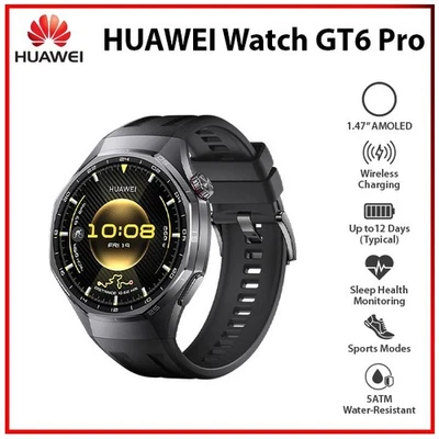 Huawei Watch GT 6 Pro 46mm BLACK 1.47" AMOLED Bluetooth iOS Android Smartwatch - Image 1 of 4