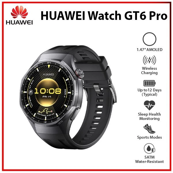 Huawei Watch GT 6 Pro 46mm BLACK 1.47" AMOLED Bluetooth iOS Android Smartwatch - Bild 1 von 4