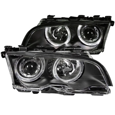 Juego de faros proyectores lentes transparentes negros con halo para BMW 323i 1999-2000 sin HID Foto 1 de 4