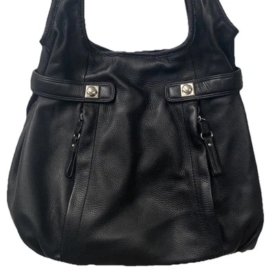 BANANA REPUBLIC Purse Black FLATIRON Leather Tote Bag Magnetic Closure 2009 - Image 1 of 4