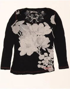 DESIGUAL Womens Graphic Top Long Sleeve UK 12 Medium Black DM39 - Picture 1 of 3