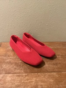 Vivaia Margo Square Toe Flats Slip On Shoes Red Knit Washable Sz 39, US 8.5 EUC - Picture 1 of 10