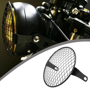 5-3/4" Motorcycle Black-CNC Matal Headlight Grill Cover Protector Fit For Harley - Picture 1 of 8