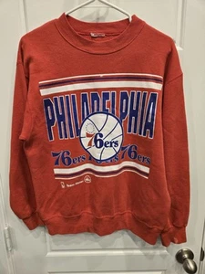 Vintage Rare Hane's Philadelphia 76ers Crew Neck Sweatshirt Men's S M - Picture 1 of 10