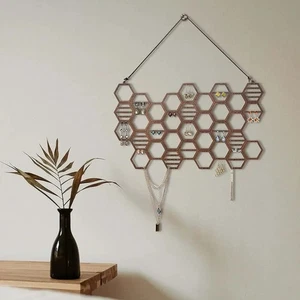 Wooden Wall Mounted Earring Display Rack Necklaces Jewelry Organizer Holder \ - Bild 1 von 13