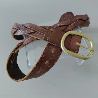 Cinturón Cuero Trenzado Vintage Banana Republic PEQUEÑO Retro Costero Marrón Grunge Foto 1 de 4