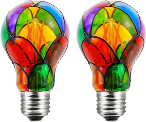 Dimmable Stained Glass LED Light Bulb Led Color Bulb,E26 Base 4 Watts A19/A60 LE - Picture 1 of 12