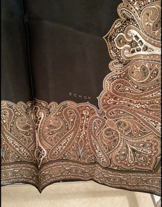 ECHO BROWN/BLACK SILK SCARF. 31" SQUARE. (83) - Picture 1 of 3