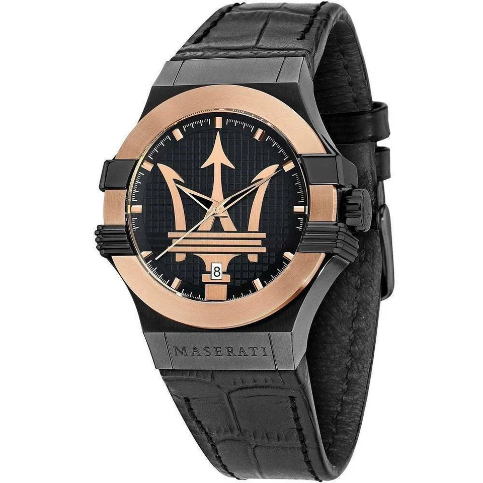 Maserati Potenza – Orologio Uomo Nero Oro Rosa Pelle (R8851108032)
