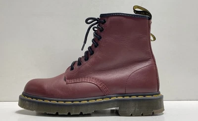 Bota de trabajo Dr. Martens para mujer borgoña con cordones talla 9 Foto 1 de 4