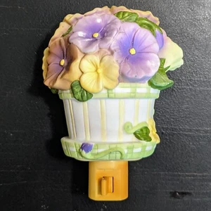 Vintage Bisque Pansy Basket Nightlight - Picture 1 of 4