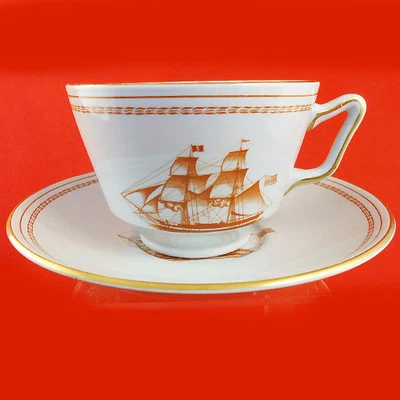 TRADE WINDS RED Spode London  BREAKFAST Cup/ Saucer NEW NEVER USED made England - Image 1 of 4