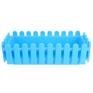 Plastic Flower Pot Fence Rectangle Planter Outdoor Succulent Decor - Picture 1 of 12