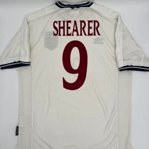 Camiseta de fútbol rara de colección original de Shearer #9 Inglaterra 1999/2000/2001 Umbro (XL) - Imagen 1 de 8
