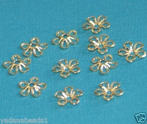50 pcs of gold plated  Brass flower beads cap 9mm - Picture 1 of 2