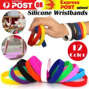 Silicone Wristbands Charm Rubber Bracelets Sportswear School Party Accessories - Picture 1 of 18