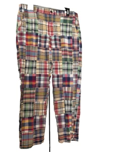 Brooks Brothers 346 pantalone patchwork multicolore a quadri 36" x 29" cotone - Foto 1 di 3
