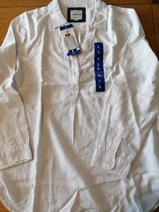 Jachs Girlfriend New York Linen Blend Vneck White Shirt Blouse Size L - Picture 1 of 9