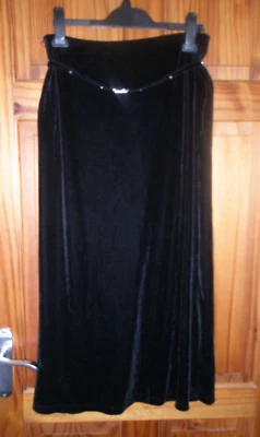 F&F - MAXI LENGTH, BLACK VELVET SKIRT WITH BELT - SIZE 12 - Image 1 of 2